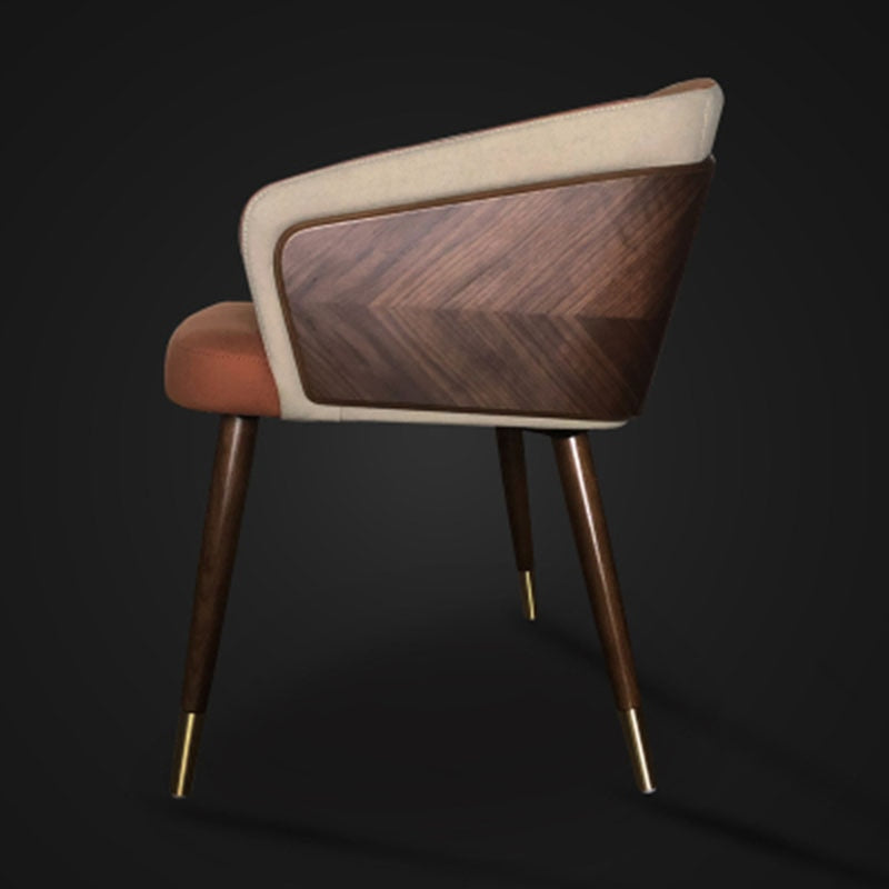 Nordic style solid wood metal leg armchair