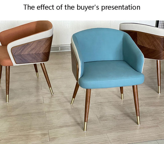 Nordic style solid wood metal leg armchair