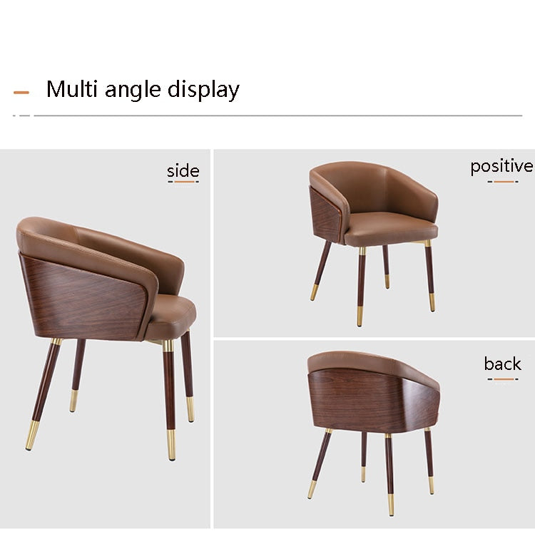 Nordic style solid wood metal leg armchair