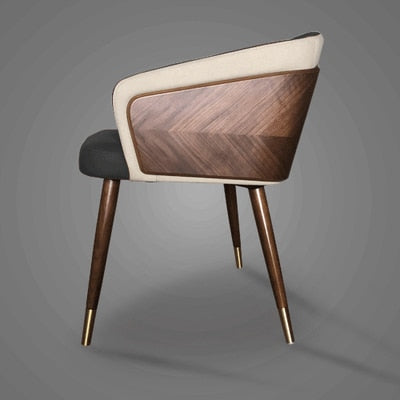 Nordic style solid wood metal leg armchair
