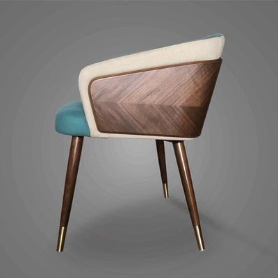Nordic style solid wood metal leg armchair