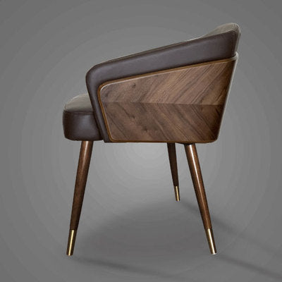 Nordic style solid wood metal leg armchair