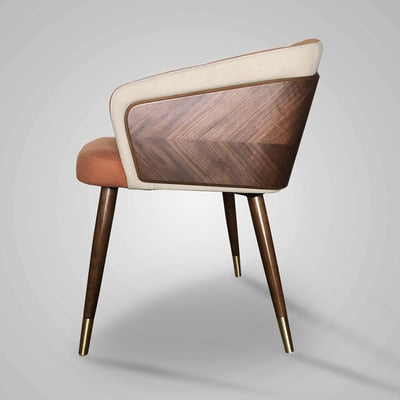 Nordic style solid wood metal leg armchair