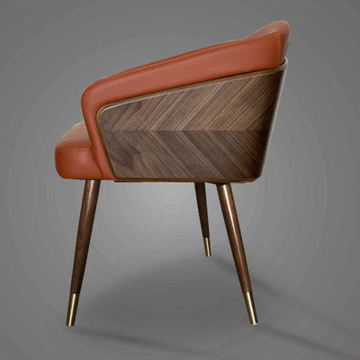 Nordic style solid wood metal leg armchair