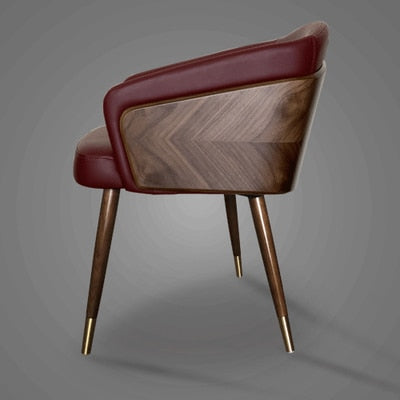 Nordic style solid wood metal leg armchair