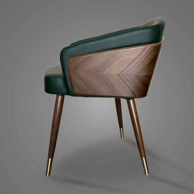 Nordic style solid wood metal leg armchair