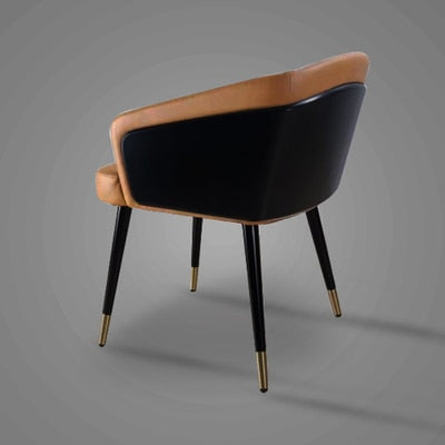 Nordic style solid wood metal leg armchair