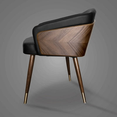 Nordic style solid wood metal leg armchair