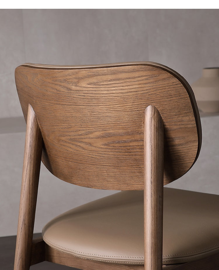 Household White Wax Solid Wood Veneer Minimalist Chair